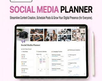 Notion Social Media Planner Template | Content Calendar, Creator Organizer (Digital Download)