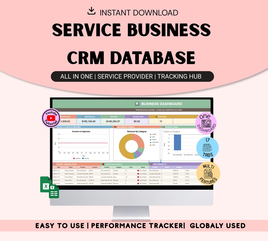 Business Complex Tracker Small Business CRM Dashboard Bookkeeping Tracker |financial Planner ...