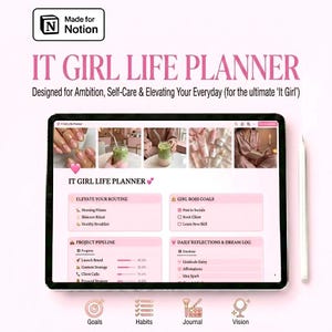 It Girl Planner Notion Template | Life, Budget, Productivity Dashboard