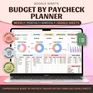 Budgetteren op basis van salaris Google Sheets-spreadsheet Maandelijks salarisbudget Tweewekelijks wekelijks budgetplanner Eenvoudige budgetspreadsheet Uitgaven bijhouden