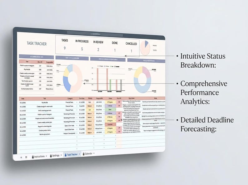 to do list, task tracker, daily task manager, task management, productivity planner, assignment tracker, work organization, daily weekly planner, priority matrix, deadline tracker, daily schedule, checklist template, excel google sheets