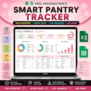 Ultimate Pantry Inventory Spreadsheet Google Sheets | Food Storage & Freezer Tracker | Fridge Organizer Template | Kitchen List Excel  File