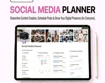 Notion Social Media Planner Template | Content Calendar, Creator Organizer (Digital Download)