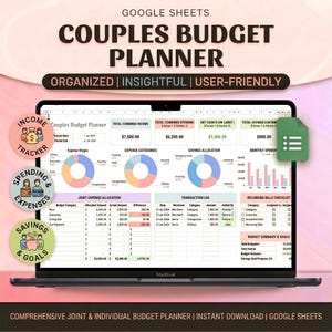 Spreadsheet voor budgetplanning voor stellen | Gezamenlijk gezinsbudgetoverzicht voor Google Sheets & Excel (digitale download) | Gezamenlijk budgetoverzicht