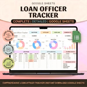 Loan Officer tracker Spreadsheet Bundle |Mortgage Pipeline Tracker, CRM & Loan Processing Templates digital download(excel and google sheet)