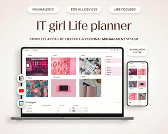It Girl Planner Notion Template | Life, Budget, Productivity Dashboard