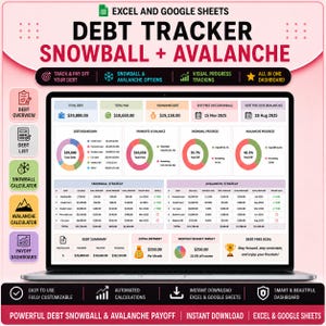 Ultimate Debt Payoff Tracker Google Sheets | Snowball Avalanche Calculator | Credit Card & Loan Spreadsheet | Home Student Debt-Free Planner
