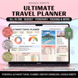 Travel Planner Travel Itinerary Template Trip Planner Packing List Guide Vacation Planner Holiday Budget Spreadsheet Checklist Google Sheets