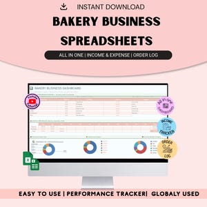 Bakery Business Planner Spreadsheet, Order Log, Recipe Calculator (Google Sheets)