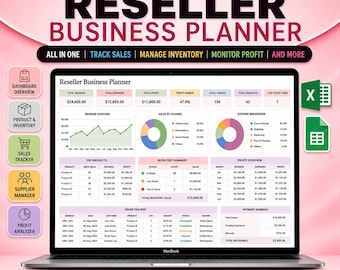 Reseller Spreadsheet, Bookkeeping, Inventory Tracker (Google Sheets Excel)