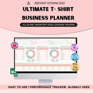 T-Shirt Business Planner Spreadsheet | Inventory, Order, Expense Trackers (Excel, Google Sheets)