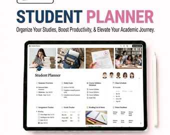 Notion Student Planner | Academic Dashboard, Assignment Tracker (Digital Download)