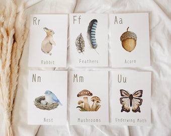 Woodland Alphabet Flash Cards – Printable ABC Cards with Forest Illustrations for Toddlers & Preschoolers