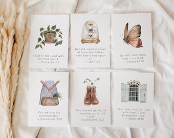 Bible Verse Cards Printable - KJV Scripture Memory Set, Christian Encouragement