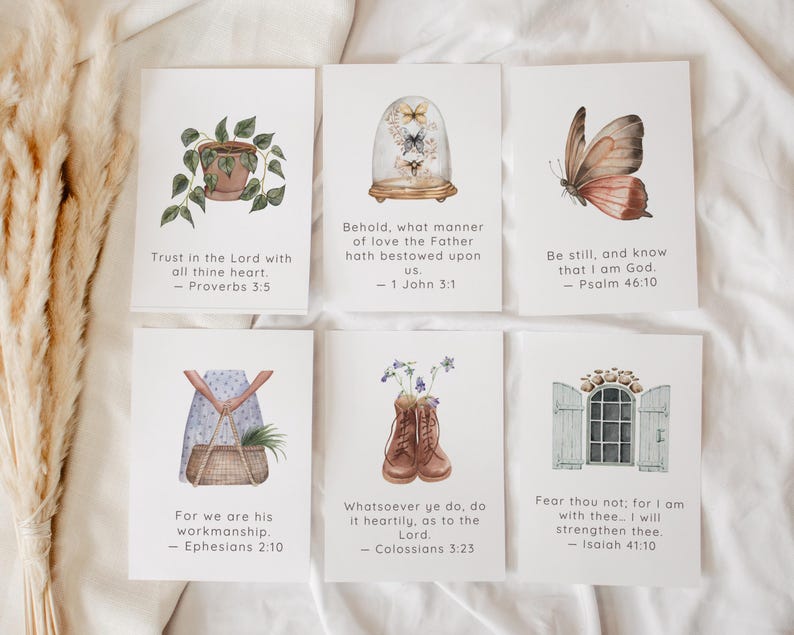 Bible Verse Cards Printable - KJV Scripture Memory Set, Christian ...