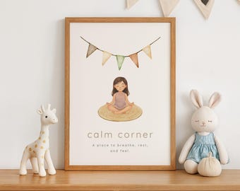 Calm Corner Poster for Kids – Montessori Printable (Boy & Girl PDF)