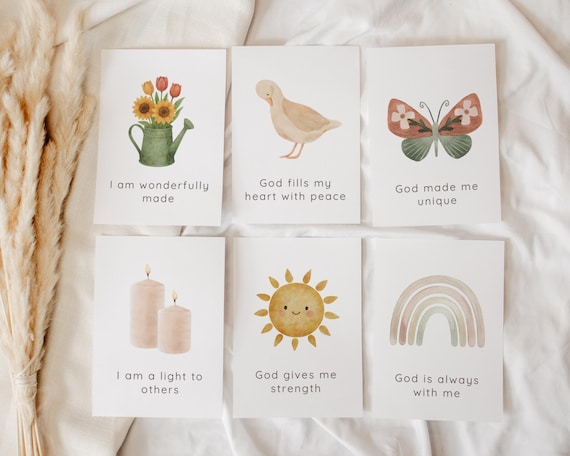 Bible Affirmations for Kids Printable - Christian Confidence Faith Cards