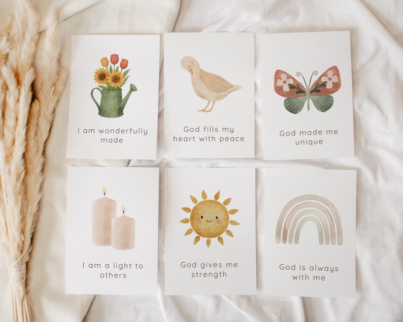 Bible Affirmations for Kids Printable - Christian Confidence Faith Cards image 1