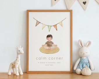 Calm Corner Poster for Kids – Montessori Printable (Boy & Girl)