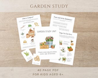 Garden Study Unit for Kids | Gardening Homeschool Printable | Nature Outdoor Learning, Hands-On Activities