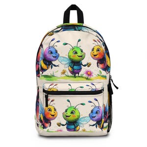 Backpack, Bee Happy Design - Fun and Cheerful Bag for Nature Lovers, Gift for Kids, Back to School, Travel Backpack, Cute Bee Print Backpack
