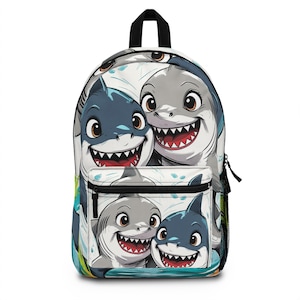 Verspielter Hai Rucksack für Kinder, Cartoon Schultasche, lustige Reiseausrüstung, Tierdruckrucksack, Geschenke für Geburtstage, Sommerabenteuer