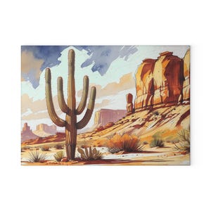 Desert Landscape Cutting Board, Kitchen Decor, Gift for Chefs, Housewarming, Boho Home, Southwestern Style, Culinary Art