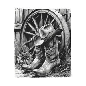 Cowboy Boots Plüschdecke, Western-Dekor-Überwurf, gemütliches Wohnaccessoire, Geschenk für Cowpoke-Liebhaber, rustikales Cowboy-Thema