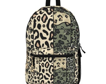 Mochila con estampado de leopardo, moderna mochila escolar, mochila de viaje, mochila con estampado animal, regalo único para aventureros.
