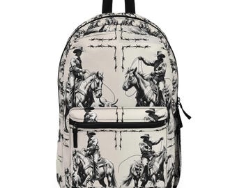 Mochila de rodeo vaquera, mochila escolar estilo western, mochila de viaje ecuestre, mochila vintage para montar a caballo, regalo para amantes de los caballos.
