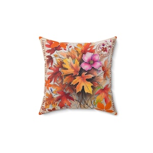 Autumn Floral Pillow, Cozy Home Decor, Fall Pillow, Seasonal Cushion, Thanksgiving Gift, Harvest Decoration