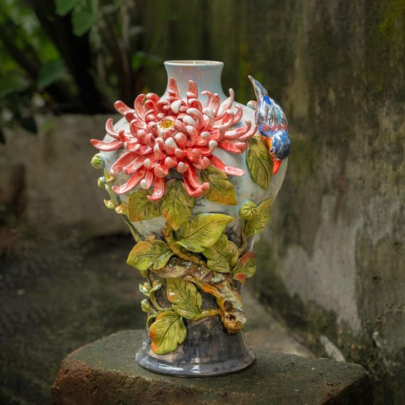 幾何学模様の現代アート陶器花瓶 幾何学模様の陶器の花瓶：モダン