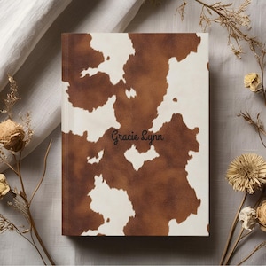 Cow Print Hardcover Journal Matte - Personalized Western Notebook, Diary, Planner, Rodeo Fan