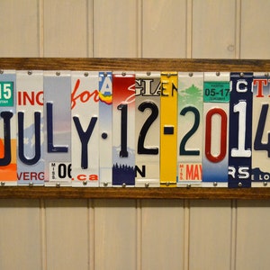 License plate sign Any Year Wedding Anniversary Date sign custom up cycled 1st 5th 10th 20th 25th 30th aluminum gift FREE SHIPPING image 3