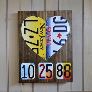 Personalized Any Year Anniversary license plate sign choose your states his state her state measures 10 1/2" W x 13 1/2 x 1 1/2FREE SHIPPING