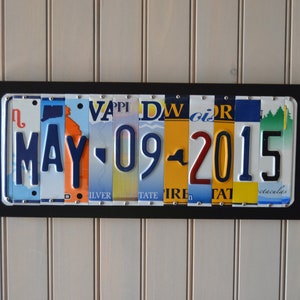 Custom date 5 th year wedding anniversary gift wood anniversary Valentines Day gift license plate sign FREE SHIPPING