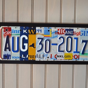 License plate sign Any Year Wedding Anniversary Date sign custom up cycled 1st 5th 10th 20th 25th 30th aluminum gift FREE SHIPPING image 7