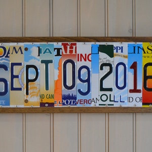 License plate sign Any Year Wedding Anniversary Date sign custom up cycled 1st 5th 10th 20th 25th 30th aluminum gift FREE SHIPPING image 2