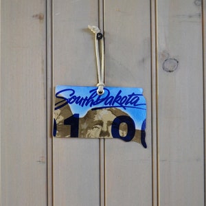 South Dakota License Plate Ornament: Upcycled State Souvenir