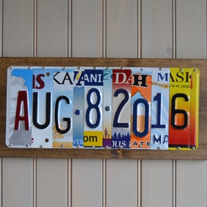 License plate sign Any Year Wedding Anniversary Date sign custom up cycled 1st 5th 10th 20th 25th 30th aluminum gift FREE SHIPPING image 6