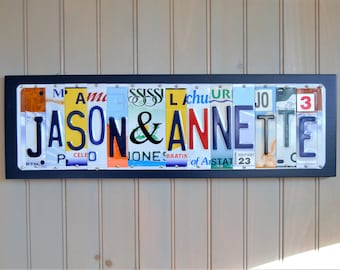Valentines Day personalized license plate sign, gift for him, gift for her, Any year Anniversary date sign,