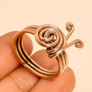 Copper Spiral Wire Wrapped Ring, Adjustable Copper Wire Wrapped Ring, Minimalist Boho Statement Ring, Unisex Everyday Jewelry&quot;