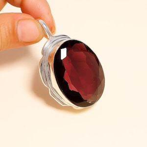Garnet Pendant Necklace: Handmade Sterling Silver January Birthstone
