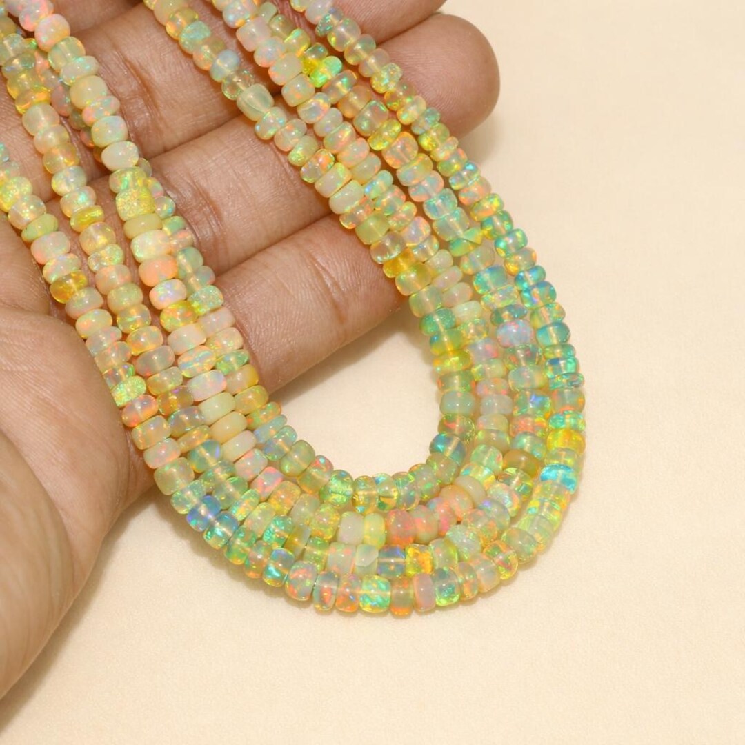 Ethiopian Opal Beads Strand – Natural AAA Fire Opal Smooth Rondelle ...
