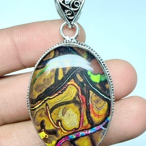 Halsband med Boulder Opal-hänge för kvinnor | Handgjorda silveropalsmycken | Boho Statement-halsband, present till henne