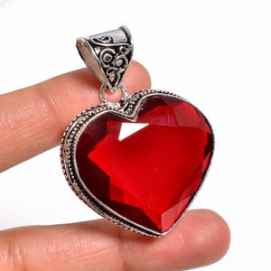 Heart Shape Garnet Gemstone Pendant | 925 Sterling Silver | Fashion Jewelry | Silver Jewelry | Gift For Her