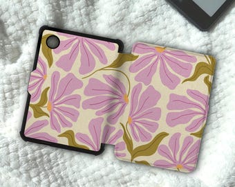 Pink Daisy Kobo Case Floral Kindle Case Kobo Clara Case Kindle Paperwhite Case Magnetic Detachable Clear Back Double Magnet E-Reader Cover