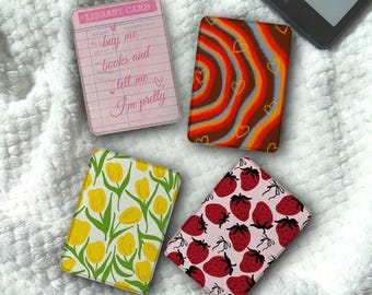 Magnetic Detachable Kobo Case Strawberry Bow Kindle Case Library Card Kindle Cover Tulip Kindle Paperwhite Case Kobo Clara Case Bookish Gift
