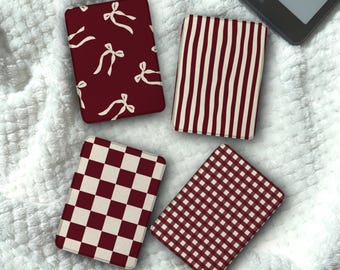 Magnetic Detachable Kobo Case Bow Kindle Case Checkered  Kindle Cover Plaid Kindle Paperwhite Case, Stripes Kobo Clara Case Bookish Gift
