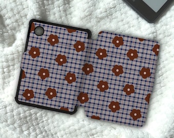 Magnetic Detachable Kindle Case Clear Back Kobo Case Daisy Plaid Kindle Paperwhite Case, Kobo Clara  Colour Skin Unique Gift for Book Lovers